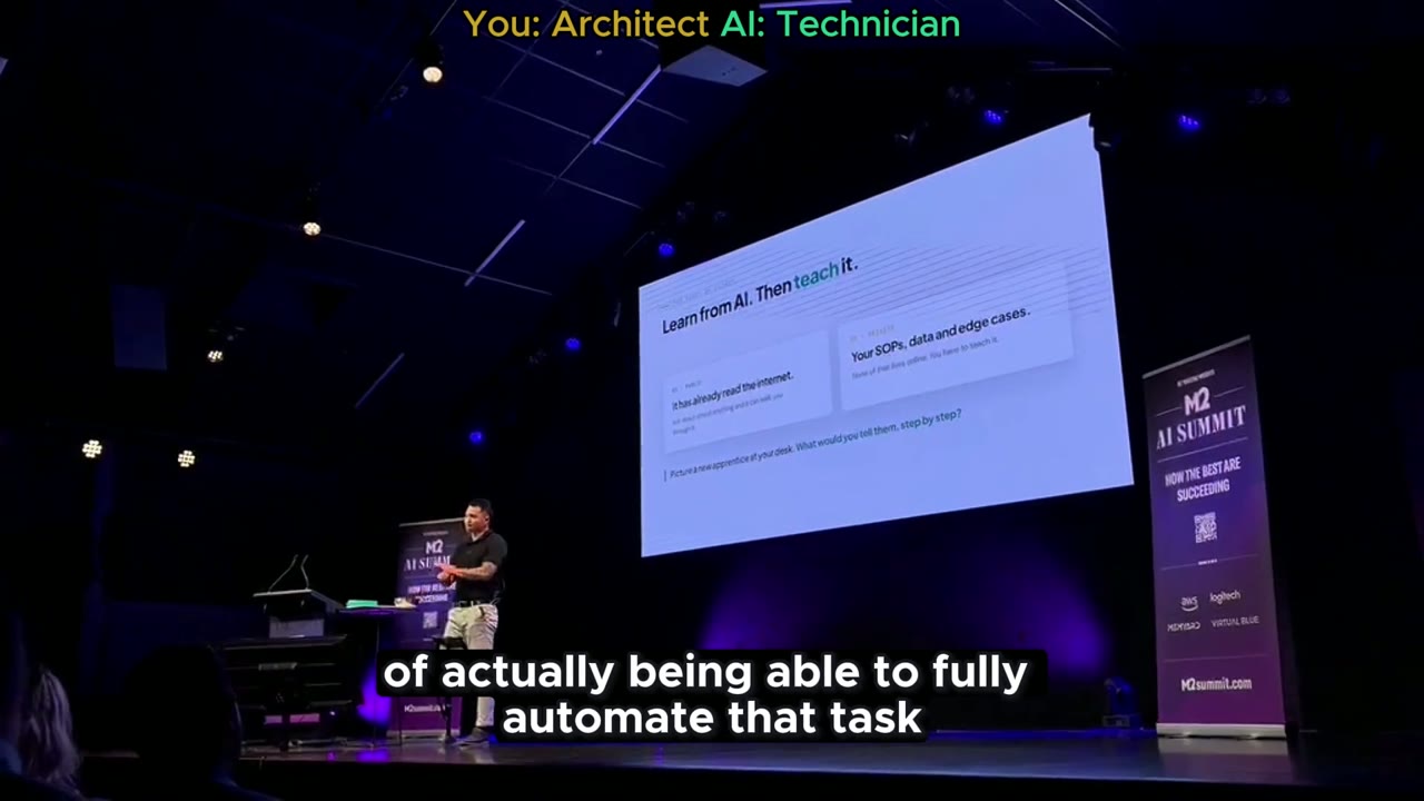 Speaker on the M2 AI Summit stage